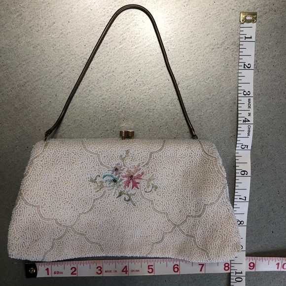 VINTAGE Beaded/Floral Hand Made/Purse/France - Picture 5 of 7
